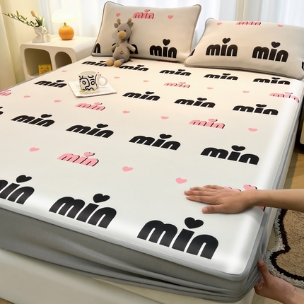 2025春夏新款独家研发太空层凉感软席冰丝印花凉席床笠款 甜心粉