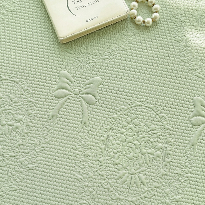 91家纺网 家纺一手货源 找家纺 富馨莱 2025新款A类480克PE凉感凉豆豆凉席三件套和单件平铺款 蝴蝶結-绿