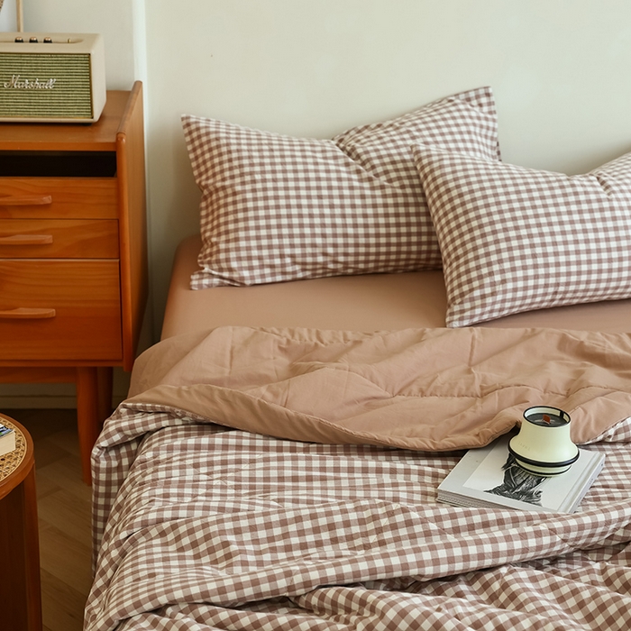 91家纺网 家纺一手货源 找家纺 雯雨家纺 2025新款A类无印风里外全棉纯棉水洗棉新疆棉花夏被夏凉被空调被 米小格