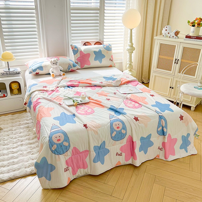 91家纺网 家纺一手货源 找家纺 好梦来家纺（原锦茂家纺） 2026新款印花凉感丝抗菌夏被 星愿