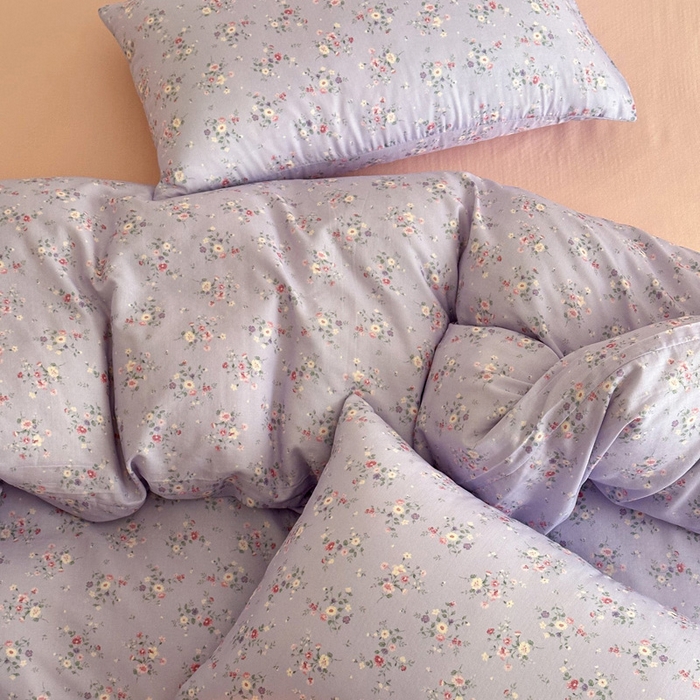 91家纺网 家纺一手货源 找家纺 塞纳 2026新款.全棉有氧双层纱四件套-场景一 汀花里-紫