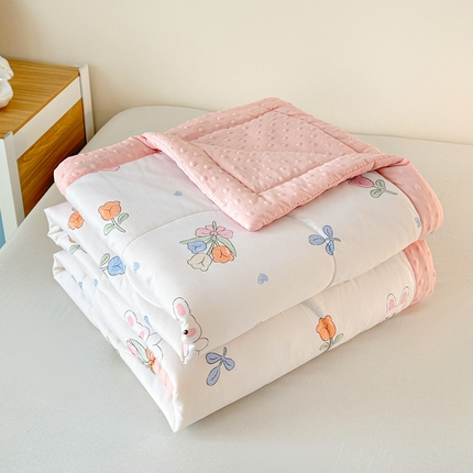 91家纺网 家纺一手货源 找家纺 壹张床 2025新款A类水洗棉3D豆豆夏被子被芯（提供买家秀） 郁金香小兔