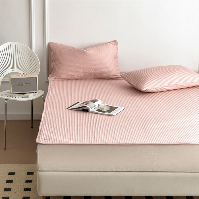 91家纺网 家纺一手货源 找家纺 法芙娜家纺 2025新款全棉40S水洗棉床垫 粉色