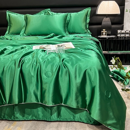 经年 2025夏季新款丝绸真丝手感水洗真丝天丝夏被夏凉被空调被四件套 夏被-墨绿