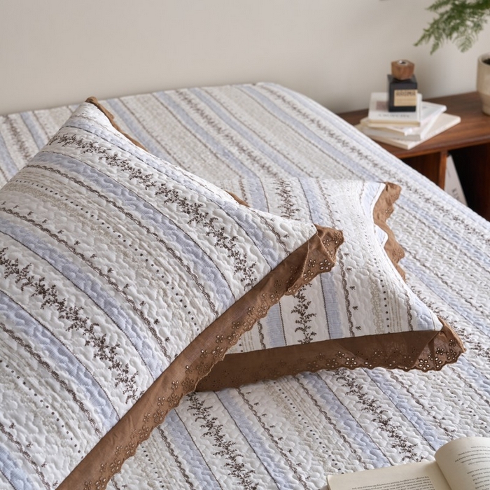 91家纺网 家纺一手货源 找家纺 漫仙阁家纺 2025新款热卖法式花边款加厚床盖床盖三件套 白兰地