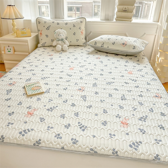 91家纺网 家纺一手货源 找家纺 慕尚家纺 2025新款小清新凉感丝乳胶席 兔稚