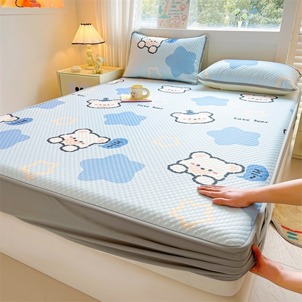 91家纺网 家纺一手货源 找家纺 康纳利 2025新款A类豆豆床笠席夏被四件套 幸运熊