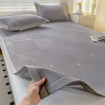 富馨莱 2025新款A类480克PE凉感凉豆豆凉席三件套和单件平铺款 绅士灰
