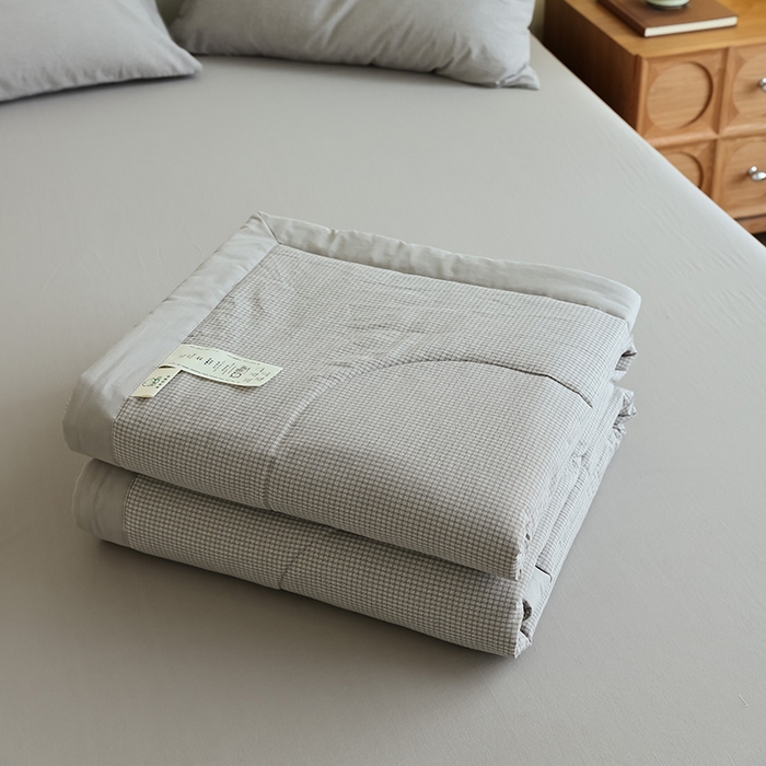 91家纺网 家纺一手货源 找家纺 雯雨家纺 2025新款A类无印风里外全棉纯棉水洗棉新疆棉花夏被夏凉被空调被 安格尔灰