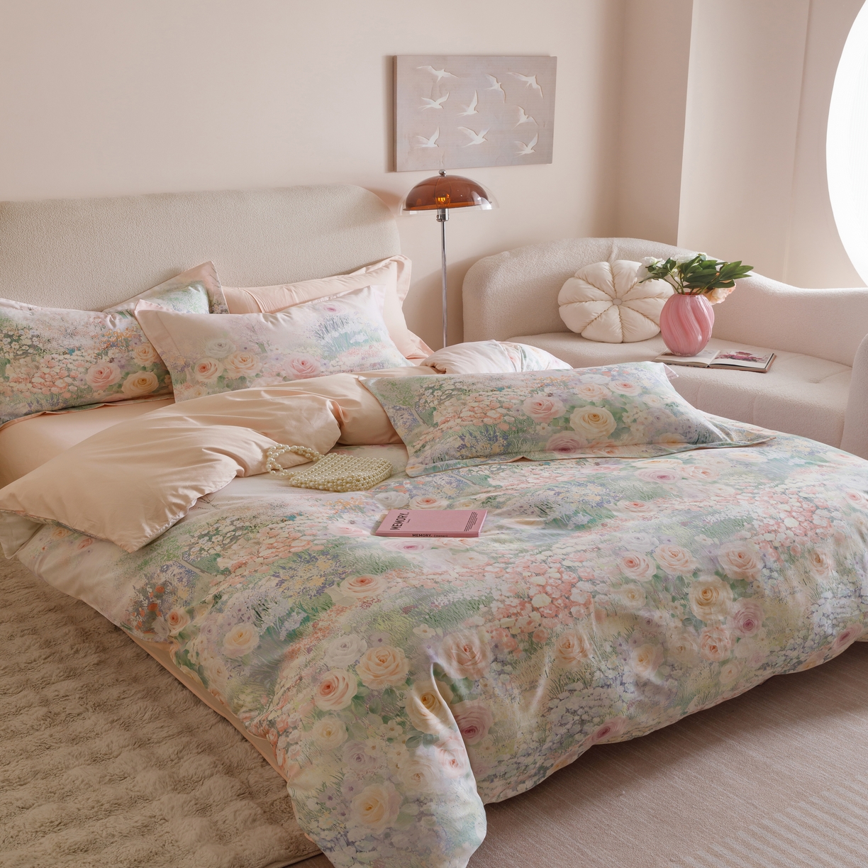 91家纺网 家纺一手货源 找家纺 2025新款【如梦令】红金裸盖棉四件套（标准号 全网控价） 芳香-柳绿