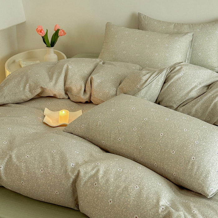 91家纺网 家纺一手货源 找家纺 塞纳 2026新款.全棉有氧双层纱四件套-场景一 流薇纱-绿