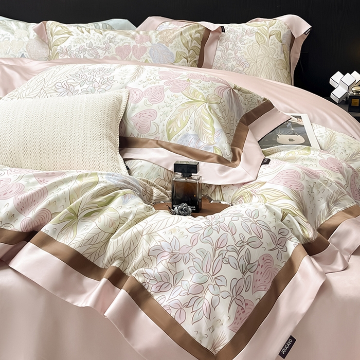 91家纺网 家纺一手货源 找家纺 2025高端轻奢A类母婴级天丝棉全工艺刺绣四件套纯棉全棉高端春夏季丝滑裸睡床上用品  苏茵