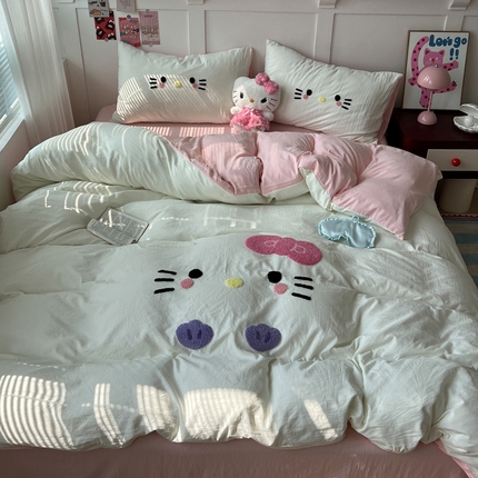 91家纺网 家纺一手货源 找家纺 （总）优色良品家纺 2025新款110克超柔水洗棉卡通毛巾绣四件套