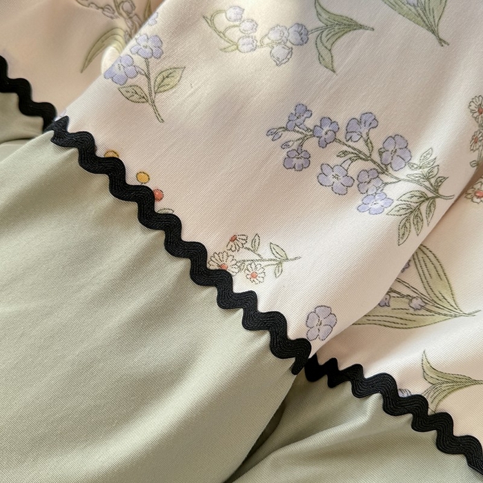 91家纺网 家纺一手货源 找家纺 大麦家纺 2025新款韩式花边亲肤棉四件套 风铃花