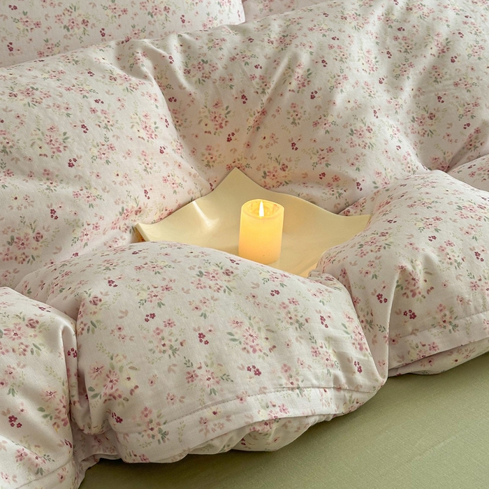 91家纺网 家纺一手货源 找家纺 塞纳 2026新款.全棉有氧双层纱四件套-场景一 拾秋-米粉