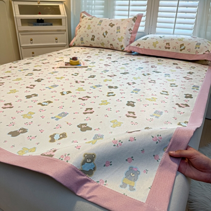 席佬大 2025新款高克重卡通数码印花冰藤席床席床笠款 小熊乐园-平铺款