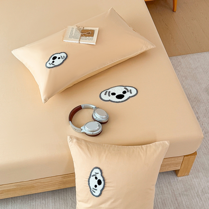 91家纺网 家纺一手货源 找家纺 澳梵家居 2025新款A类全棉毛巾绣床笠 小白-粉玉