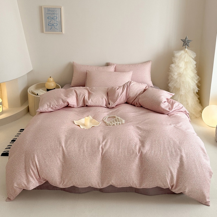 91家纺网 家纺一手货源 找家纺 塞纳 2026新款.全棉有氧双层纱四件套-场景一 流薇纱-红