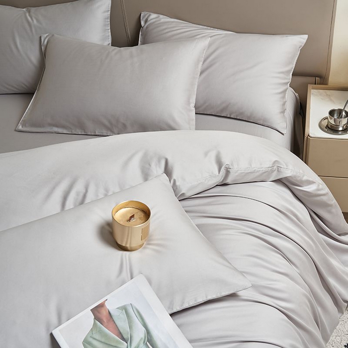 91家纺网 家纺一手货源 找家纺 暖芯家纺 2025新款60S黑标全棉四件套 浅松灰