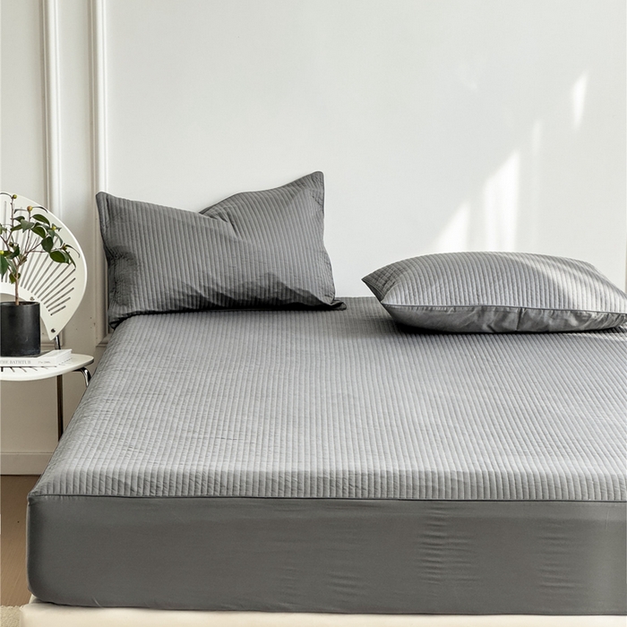 91家纺网 家纺一手货源 找家纺 法芙娜家纺 2025新款全棉40S水洗棉床笠 深灰