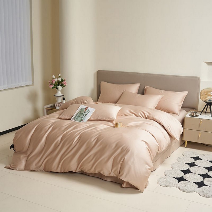 91家纺网 家纺一手货源 找家纺 暖芯家纺 2025新款60S黑标全棉四件套 奶咖杏