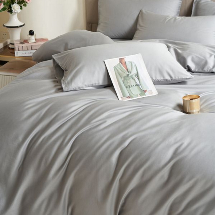 91家纺网 家纺一手货源 找家纺 暖芯家纺 2025新款60S黑标全棉四件套 星辰灰