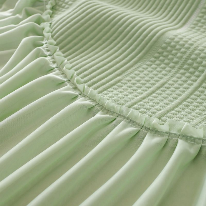 91家纺网 家纺一手货源 找家纺 2025新款亲肤流星雨冰丝席床裙 绿色