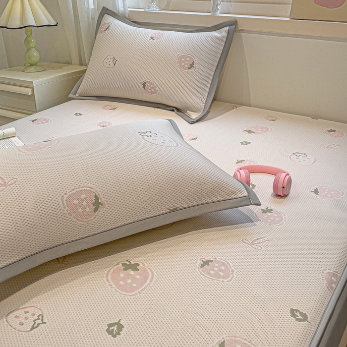 91家纺网 家纺一手货源 找家纺 （总）富馨莱 2025新款A类480克PE凉感凉豆豆凉席三件套和单件床笠款