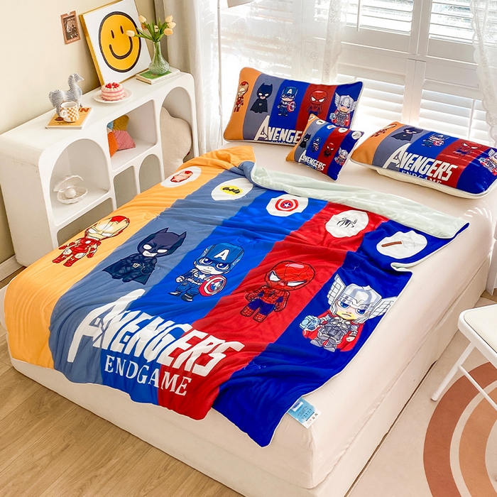 91家纺网 家纺一手货源 找家纺 ds生活馆 2025新款A类大版卡通凉感丝夏被 超级英雄