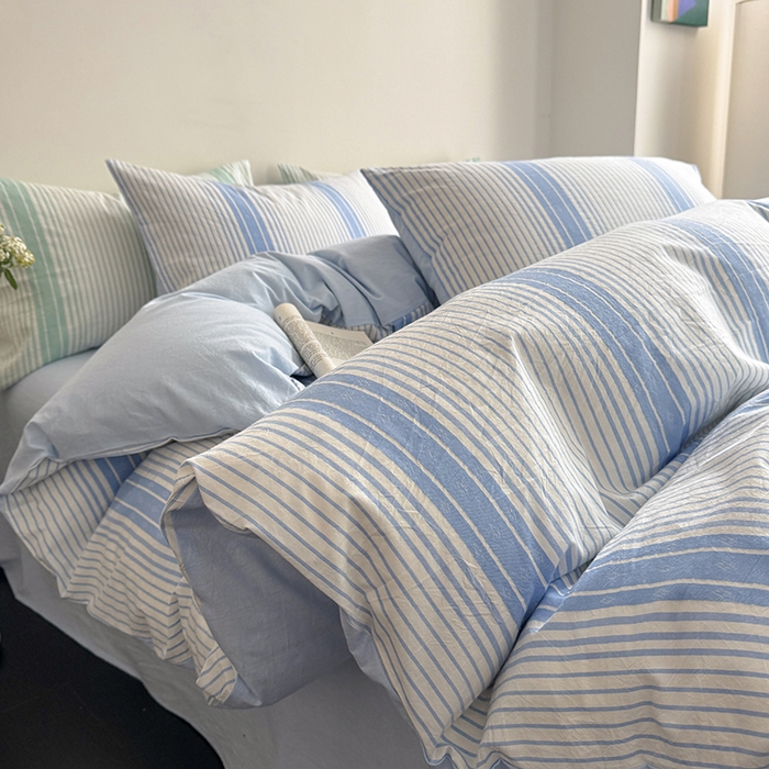 91家纺网 家纺一手货源 找家纺 玖弘家居 2025新款提花全棉四件套-繁星 繁星-蓝