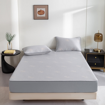 91家纺网 家纺一手货源 找家纺 （总）2025新款山茶花系列冰豆豆床笠款凉席两件套三件套