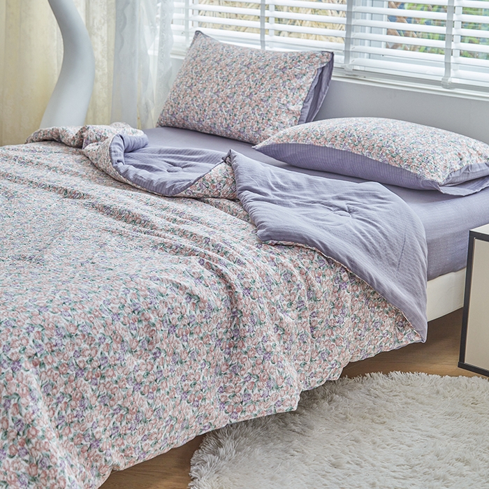 91家纺网 家纺一手货源 找家纺 迪乐妮 2025新款彩竺棉夏被四件套 紫郁