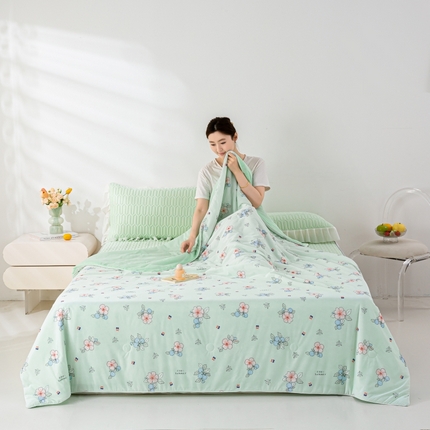 缦纱 2025新款凉感丝超柔印花夏凉被 花都