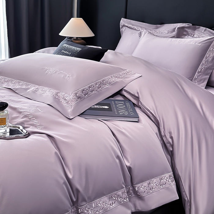 91家纺网 家纺一手货源 找家纺 安妮家居 2025新款全棉A类麦穗系列四件套 麦穗-紫色