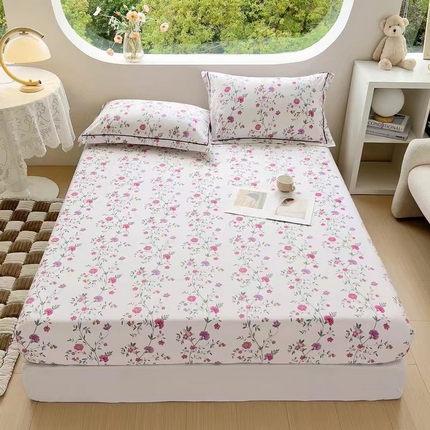 锦罗绣 2025新款全棉13376印花套件单品单床笠 月宛花庭