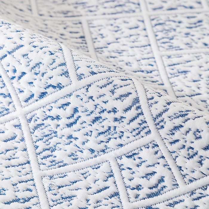 91家纺网 家纺一手货源 找家纺 鑫姿席业 2025新款A类凉感冰豆豆席 雅致床笠款-冰深蓝