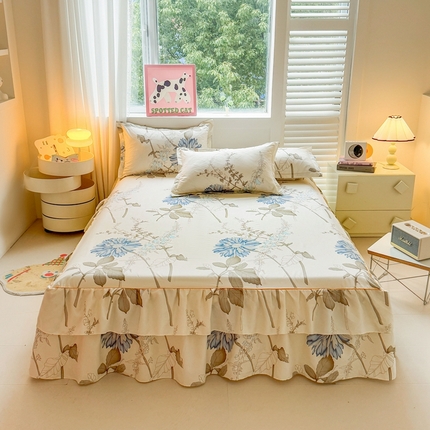 91家纺网 家纺一手货源 找家纺 （总）爱一个家 2023新款芦荟棉双边单床裙