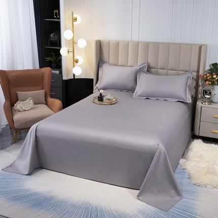 锦罗绣 2025新款全棉13376印花套件单品纯色系列单床单 银灰