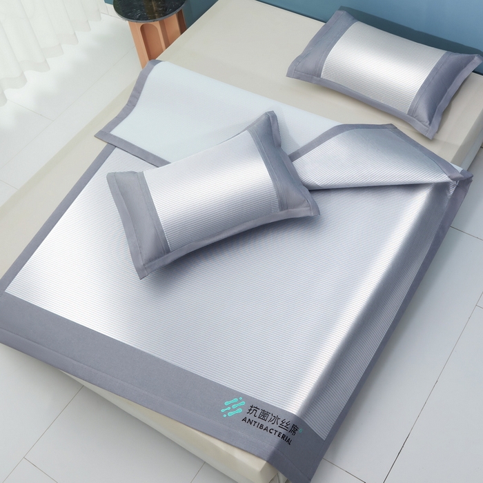 91家纺网 家纺一手货源 找家纺 迪乐妮 2025新款母婴级抗菌床笠款冰丝席 灰 床单款