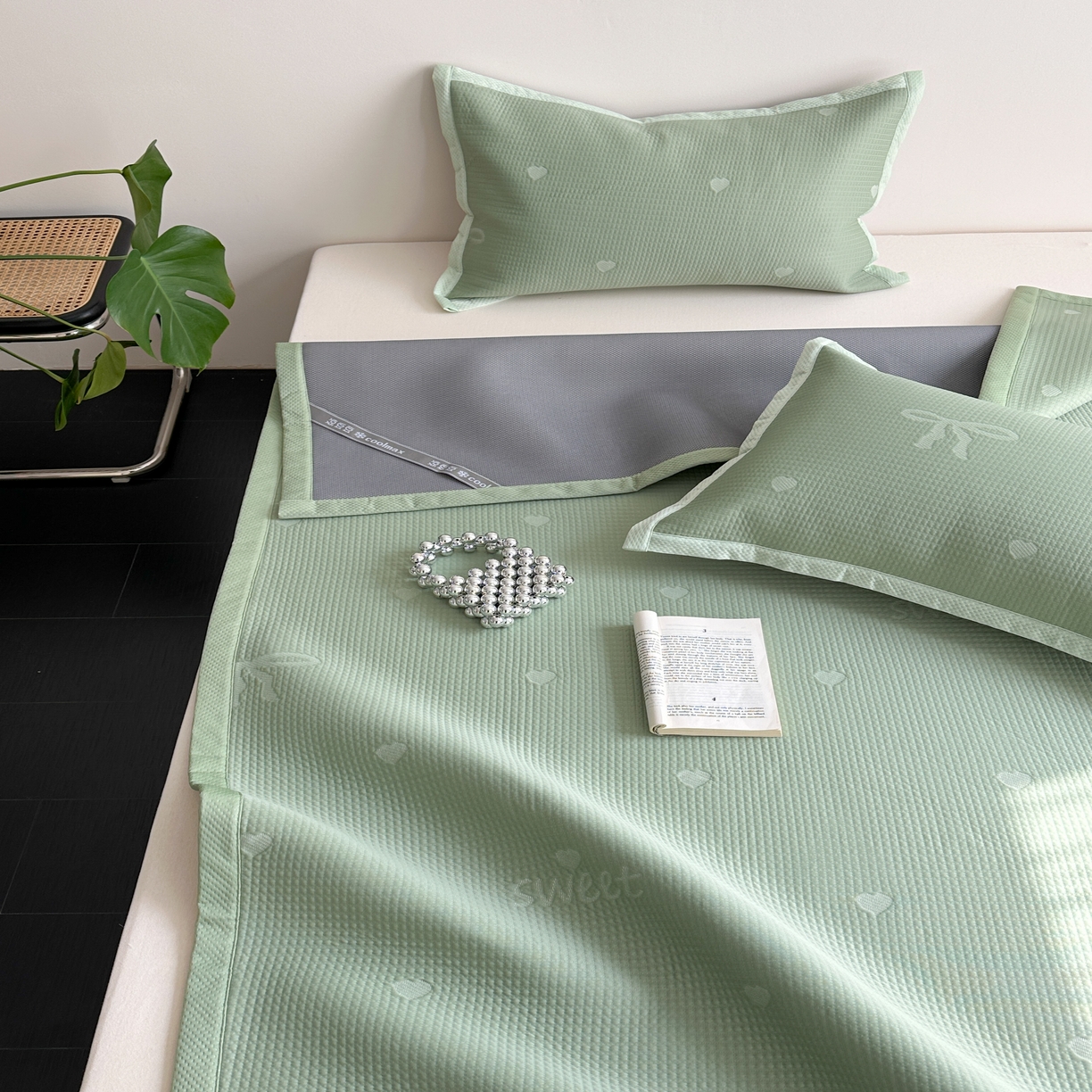 91家纺网 家纺一手货源 找家纺 （总）2025新款夏季3D清凉感纯色凉豆豆系列凉席床笠