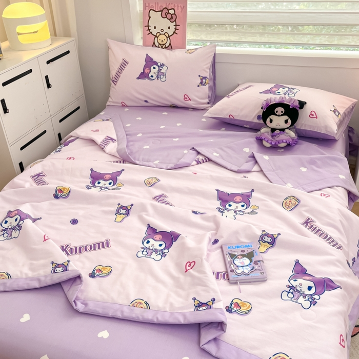 91家纺网 家纺一手货源 找家纺 博雅 2025新款三丽鸥全棉纯棉夏被夏凉被空调被四件套 夏被全棉-多彩库洛米