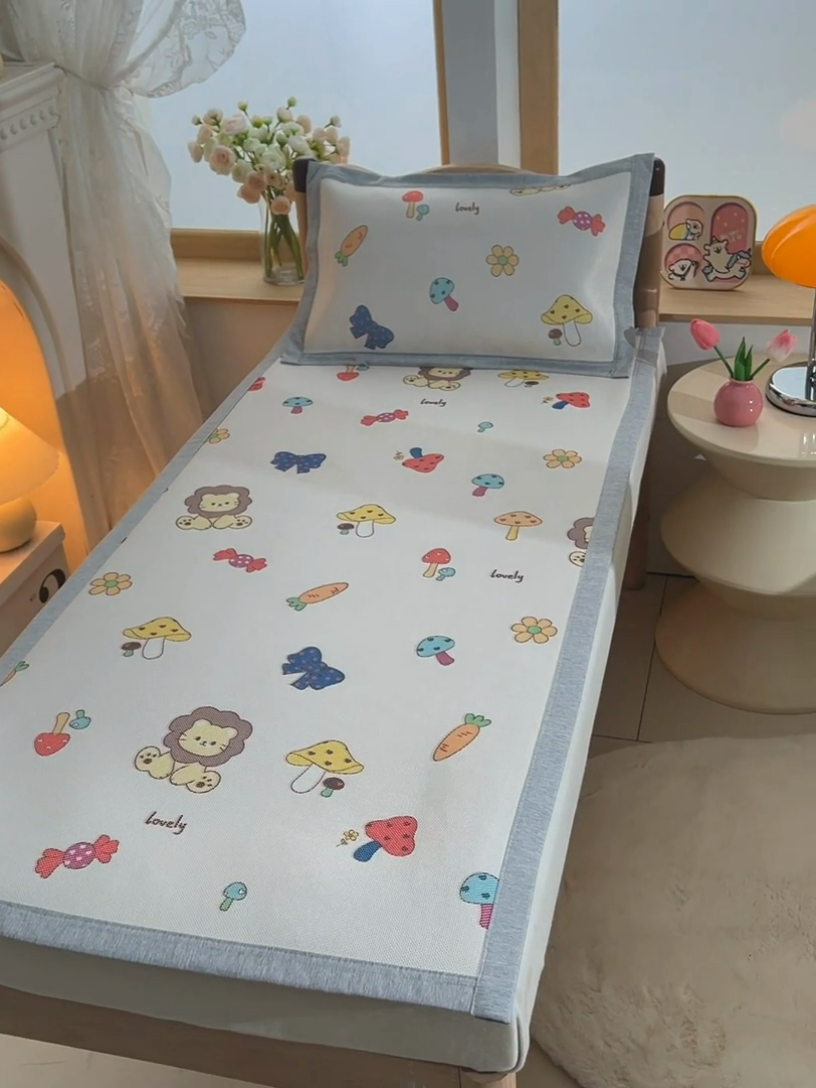 91家纺网 家纺一手货源 找家纺 宝贝优选 2025新款宝贝优选新款-7A抗菌冰藤软席 蘑菇狮子