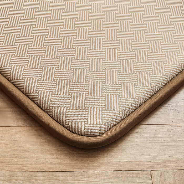 91家纺网 家纺一手货源 找家纺 迪乐妮 2025新款抑菌冰丝地垫床垫爬爬垫-小床图 抑菌冰丝垫饼干花-咖色