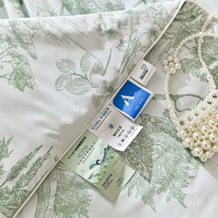 91家纺网 家纺一手货源 找家纺 佳居缘 2025新款A类冰氨双面数码印花凉感夏被 繁花-绿