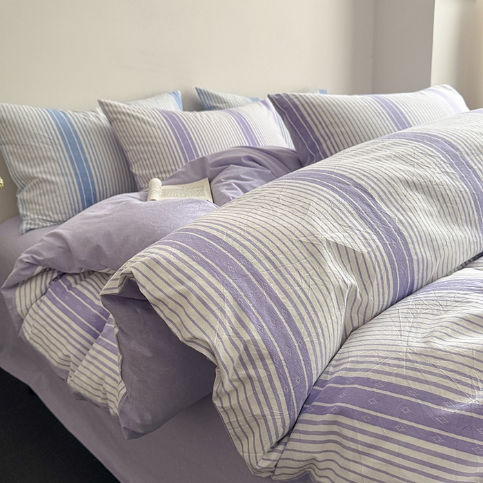 91家纺网 家纺一手货源 找家纺 玖弘家居 2025新款提花全棉四件套-繁星 繁星-紫