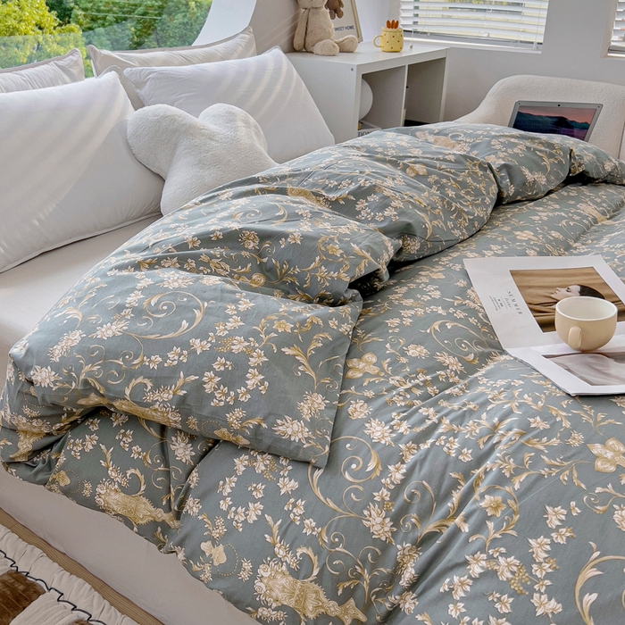 91家纺网 家纺一手货源 找家纺 锦罗绣 2025新款全棉13376印花套件单品单被套 波光花纹