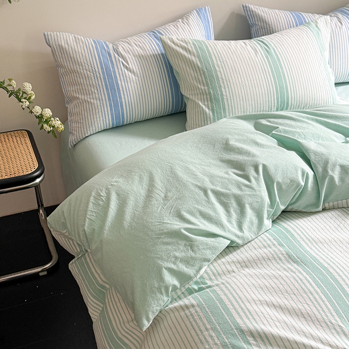 91家纺网 家纺一手货源 找家纺 玖弘家居 2025新款提花全棉四件套-繁星 繁星-湖蓝