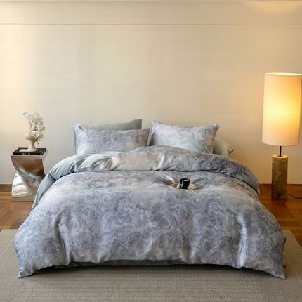 91家纺网 家纺一手货源 找家纺 （总）沐晴家纺 2025春夏新款纯色数码印花60兰精天丝四件套