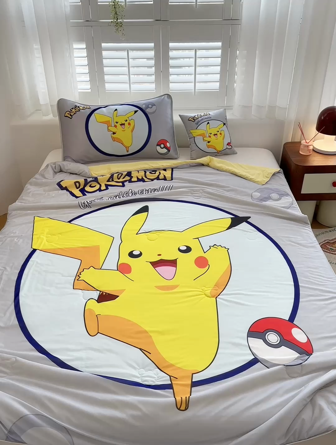 91家纺网 家纺一手货源 找家纺 ds生活馆 2025新款A类大版卡通凉感丝夏被 宝可梦