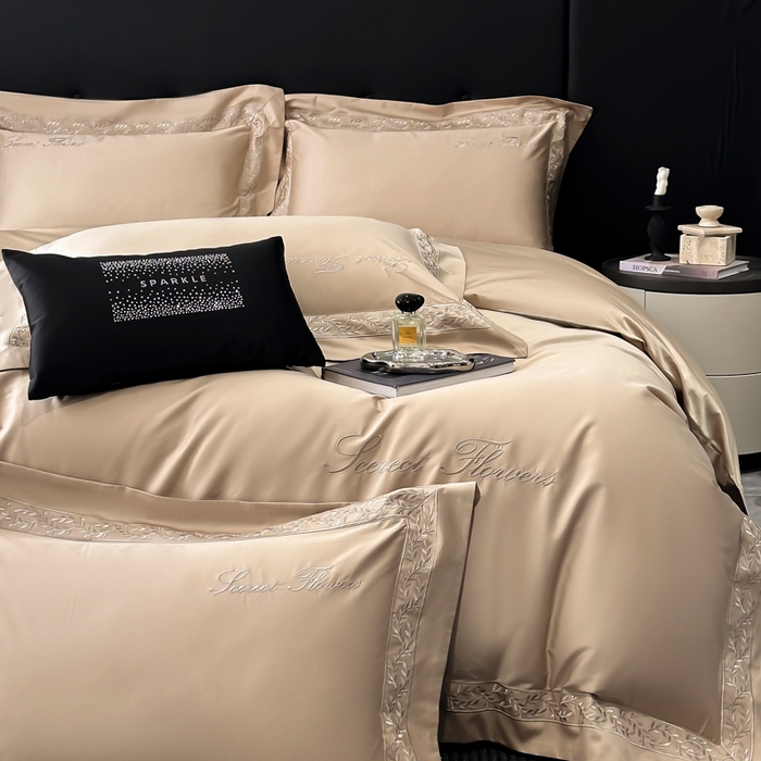 91家纺网 家纺一手货源 找家纺 安妮家居 2025新款全棉A类麦穗系列四件套 麦穗-驼色